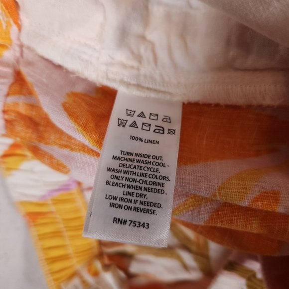 C&C California Faux Wrap Skirt Womens Large Floral 100% Linen Pocket Breathable - Picture 15 of 16